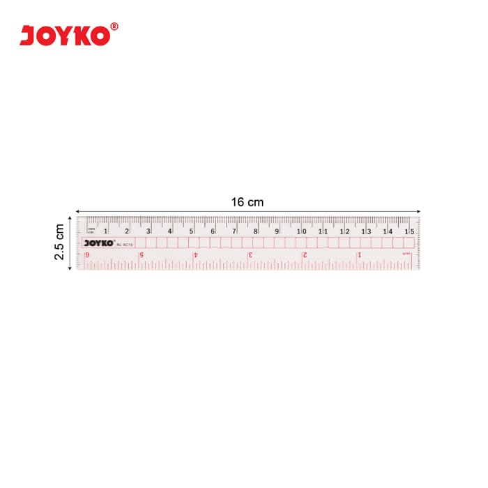 Acrylic Ruler / Penggaris Joyko RL-AC-15 / 15 cm / 15cm