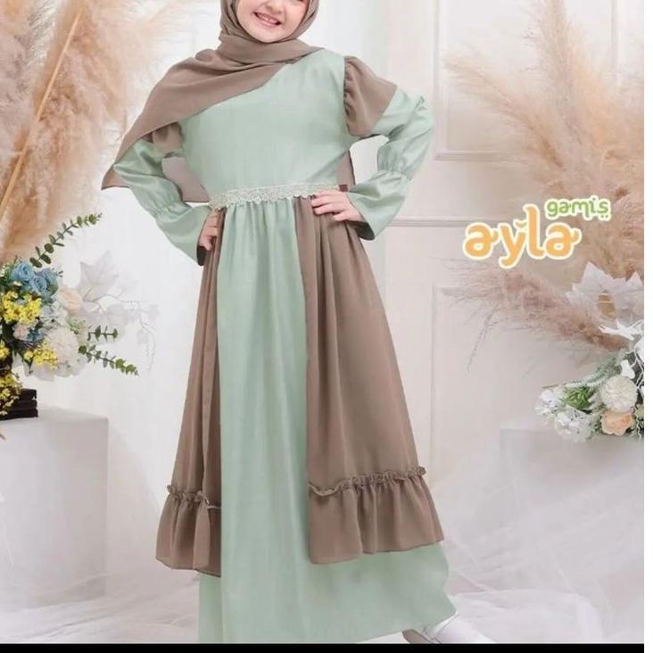 PALING BAGUS V31 GAMIS ANAK TANGGUNG PEREMPUAN USIA 8-9-10-11-12-13-14-15 TAHUN AYLA SYAR'I KIDS BAH