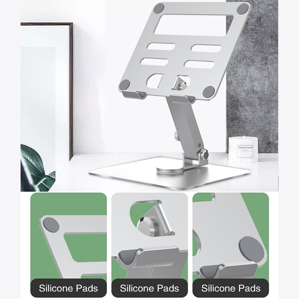 Stand iPad Holder Tablet Aluminium TRIPLEDI TD136 Dudukan Tab Desktop Standing Height Adjustable Folding Rotasi 360 Derajat Lipat POS Meja Kasir