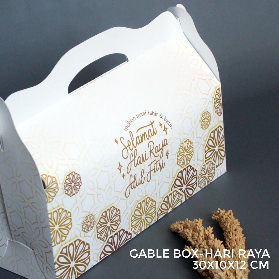 

10 pcs gable box edisi idul fitri kotak packaging toples jar kue kering 600ml ukuran 30 x 10 x 12 cm