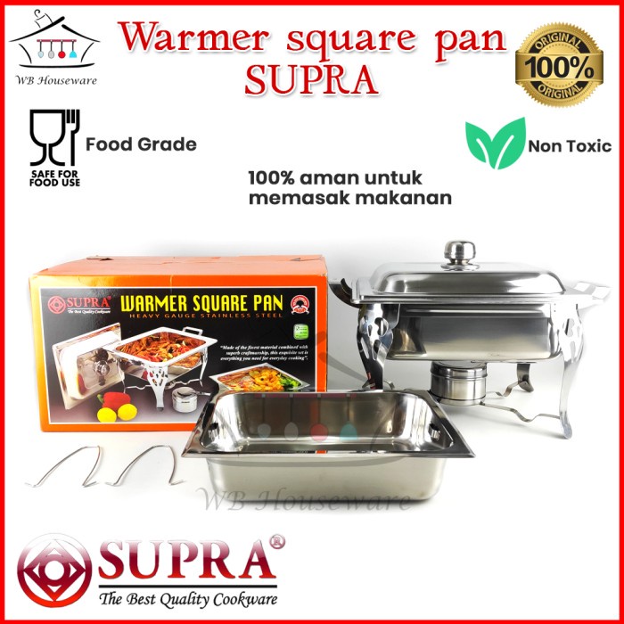 Terlaris Warm Supra Stainless Warmer Square Pan / Panci Saji Prasmanan Food Warmer