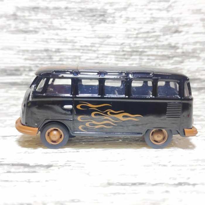 GREENLIGHT VW VOLKSWAGEN SAMBA BUS HITAM FLAMES TERLARIS