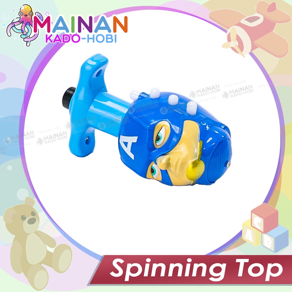 MAINAN ANAK SPINNING TOP GANGSING LAMPU LED PUTAR SUPERHERO