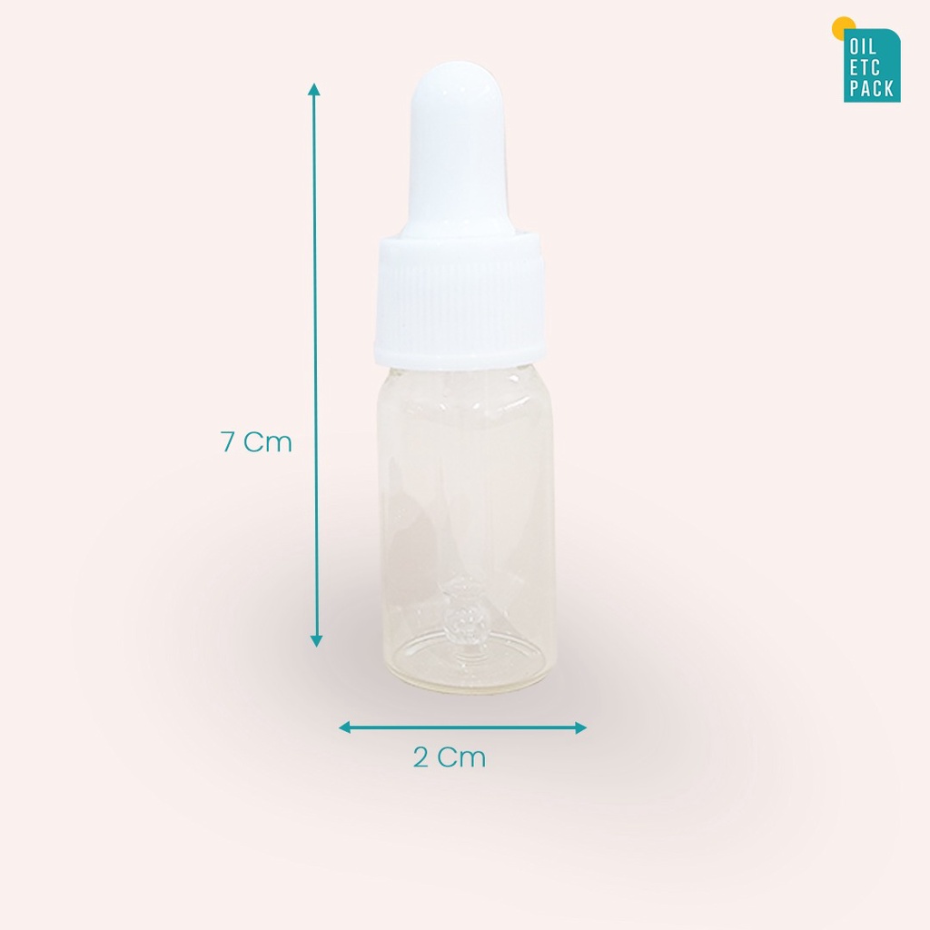 Botol Pipet Dropper Kaca Mini Clear THIN 10ml Ring Putih / Wadah Kosong