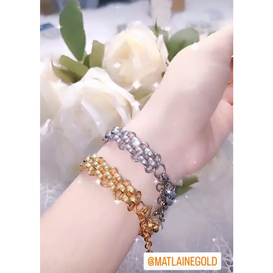 Matlaine - Gelang Wanita Rantai Anyam Silver Gold Korea Titanium Xuping Anti Karat Anti Hitam Anti A