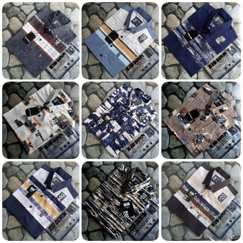 Kemeja distro Original zid denim & Rennes (lengan pendek)