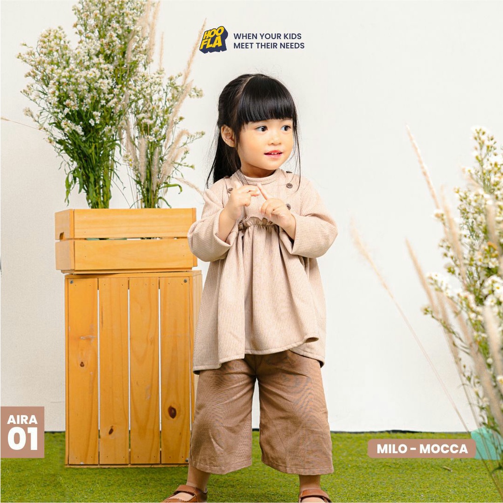 HOOFLA KIDS AIRA BABY SET SETELAN BAJU CELANA KULOT BAYI BALITA ANAK PEREMPUAN 1-5 TAHUN