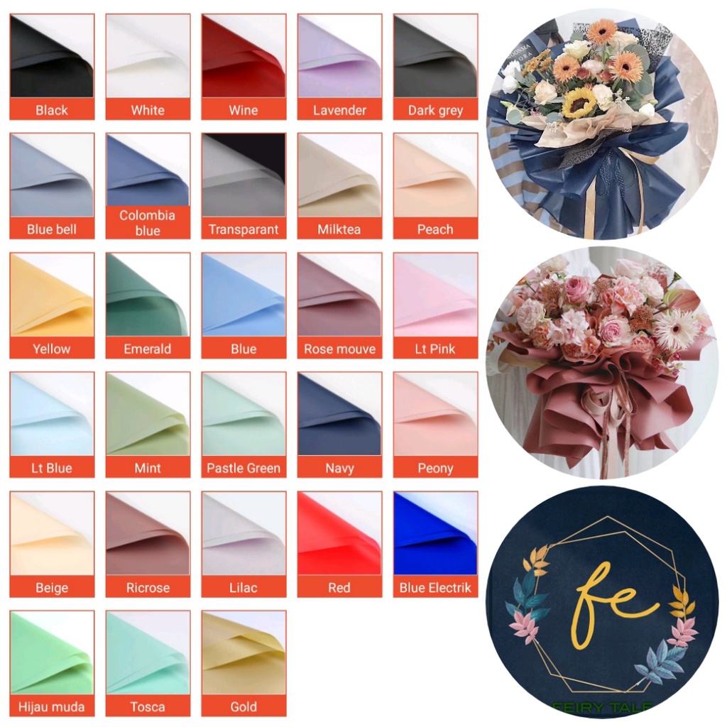 

(1 pcs) Flower Wrapping Cellophane Polos Full Color kertas buket