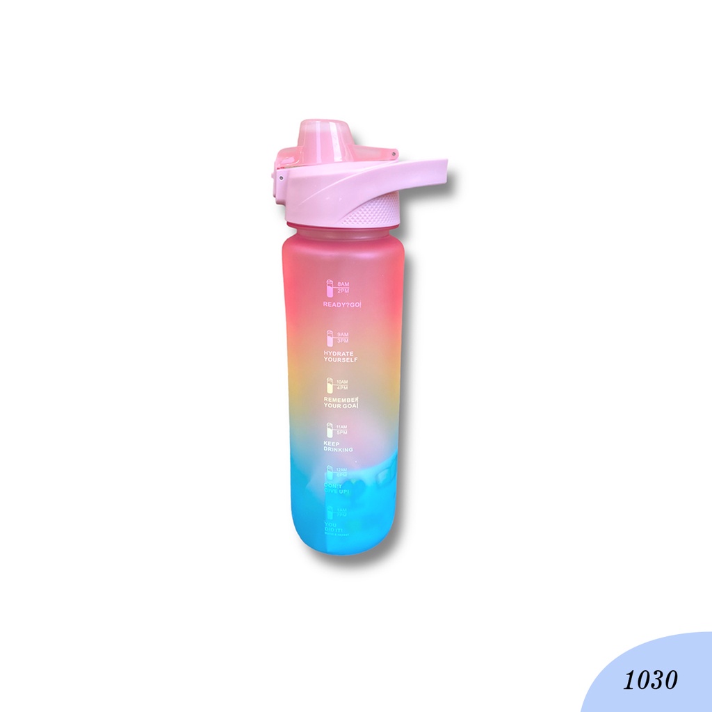 Botol Air Minum Polos Gradasi 2 Warna 900ML Kode 1030 Free Sticker 2D &amp; 3D Botol Warna Gradasi Botol Minum Viral Penanda Waktu  Botol Minum Viral Botol Minum Sedotan