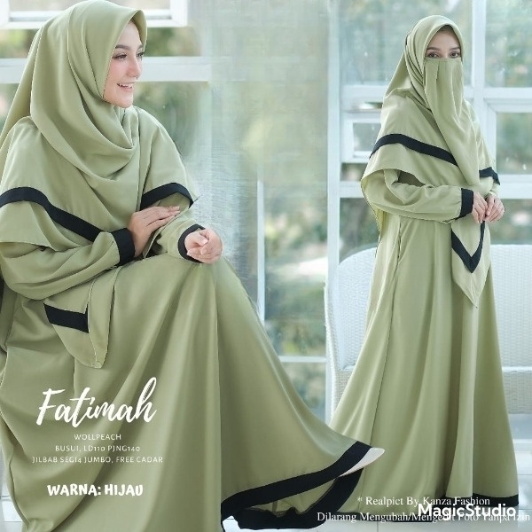 SET GAMIS SYAR'I FATIMAH WOLLPEACH FREE KHIMAR JUMBO&CADAR BY ANA STORE