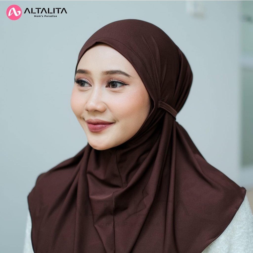 Altalita - Hijab Bergo Tali Nyta Non Pet Kerudung Instan Tali Non Pad Bahan Jersey Premium Cocok Untuk Olahraga Volly Futsal Senam dan Sehari-Hari