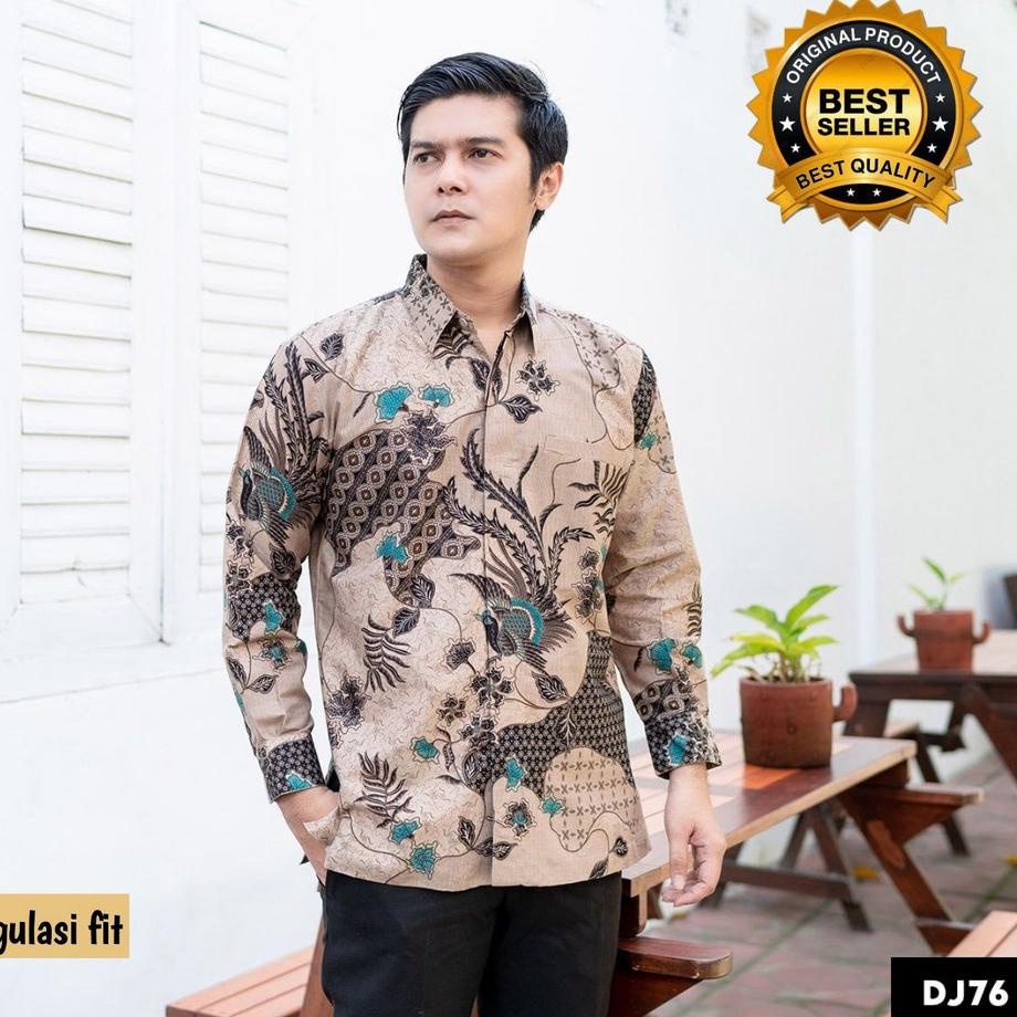 ✻ [BATIK PRIA] Batik Pria Lengan Panjang BATIK HRB026 motif KERATONAN size M L XL XXL Reguler serrag
