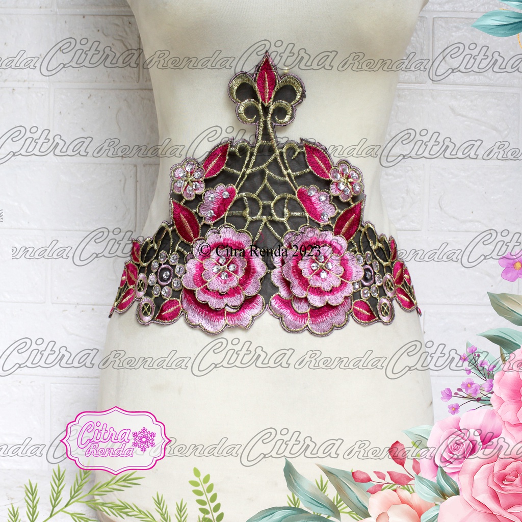 (Per Pcs) AP458 Aplikasi Bordir Jahit Langsung / Aplikasi Tangan/ Renda Tangan