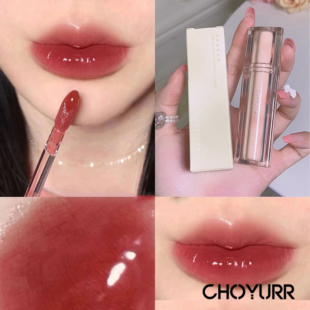 【COD】Cappuvini Lip Glaze Iced Tea Mirror Surface Jelly Mirror Lip Gloss Korean Original Tahan Air Tahan Lama -CH