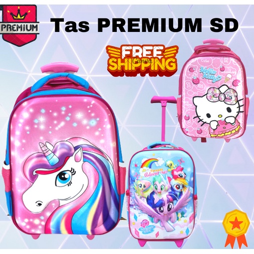 PREMIUM ~ COD Tas TROLI Ransel 2in1 Anak UNICORN HELOKITY TSUM LITTLE PONY FROZEN Troli Embos TROLEY TROLLEY EMBOS