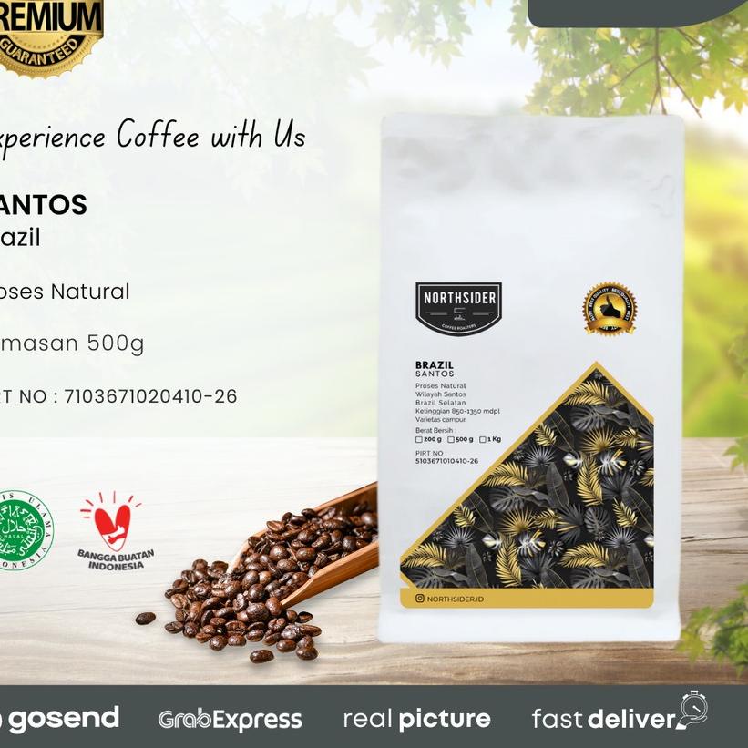 

☂ BIJI KOPI ARABIKA BRAZIL SANTOS NATURAL - 500GR NORTHSIDER COFFEE ♫