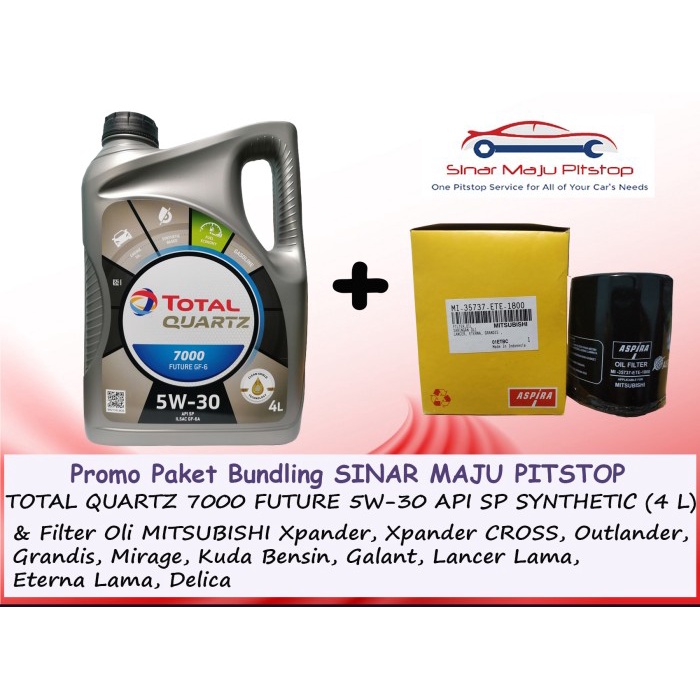 Paket Oli TOTAL QUARTZ 5W-30 & Filter Mobil MITSUBISHI XPANDER & CROSS ORIGINAL