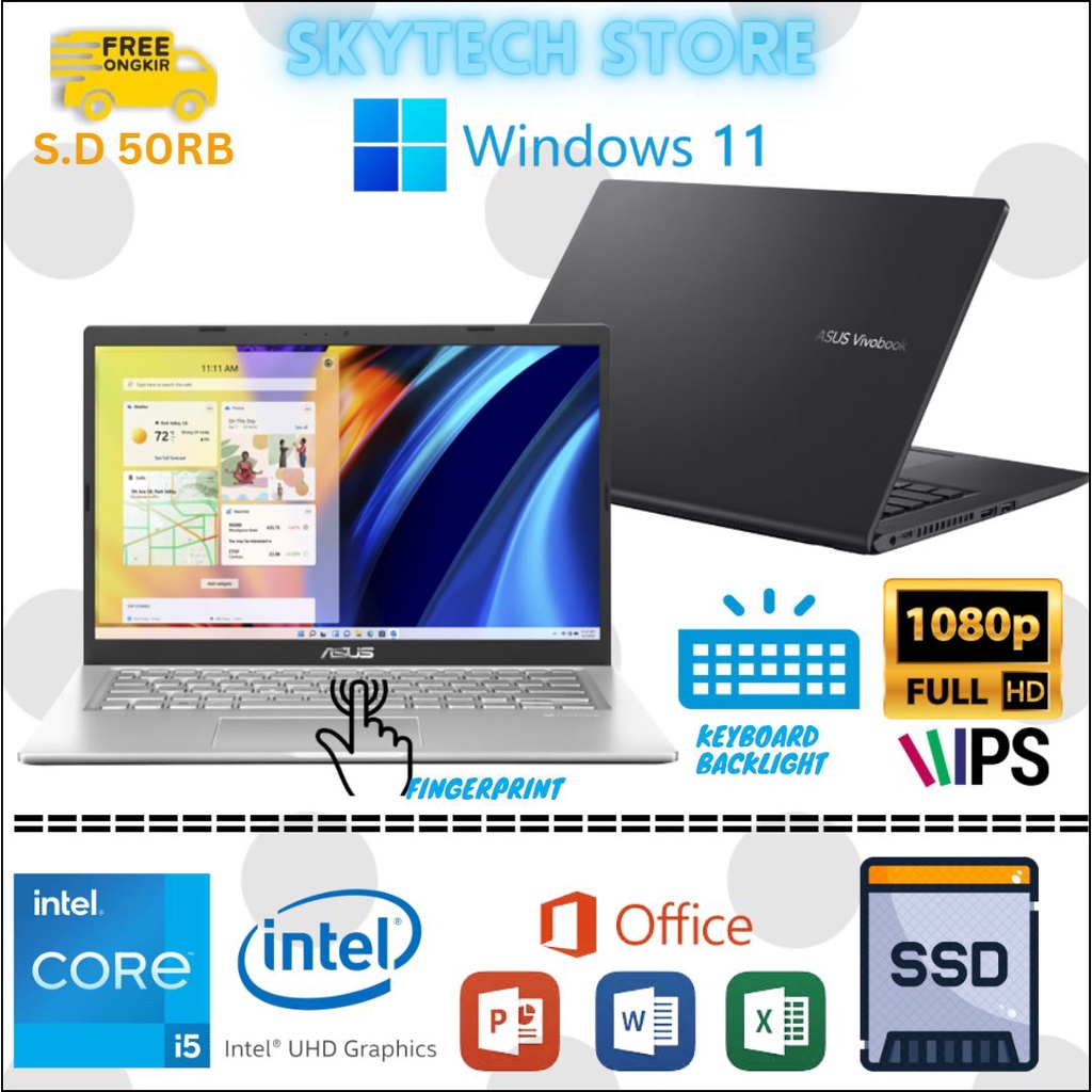 Asus Vivobook A1400EA Intel Core i5 1135G7 RAM16GB SSD512GB Windows 11 &amp; Office Home Student 2021 Original