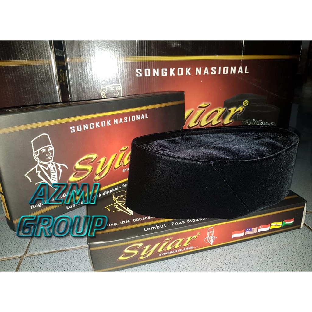 Songkok Presiden Sukarno/ songkok Syiar Ac Hitam  songkok Nasional bahan Bludru Peugeon tinggi 9 cm