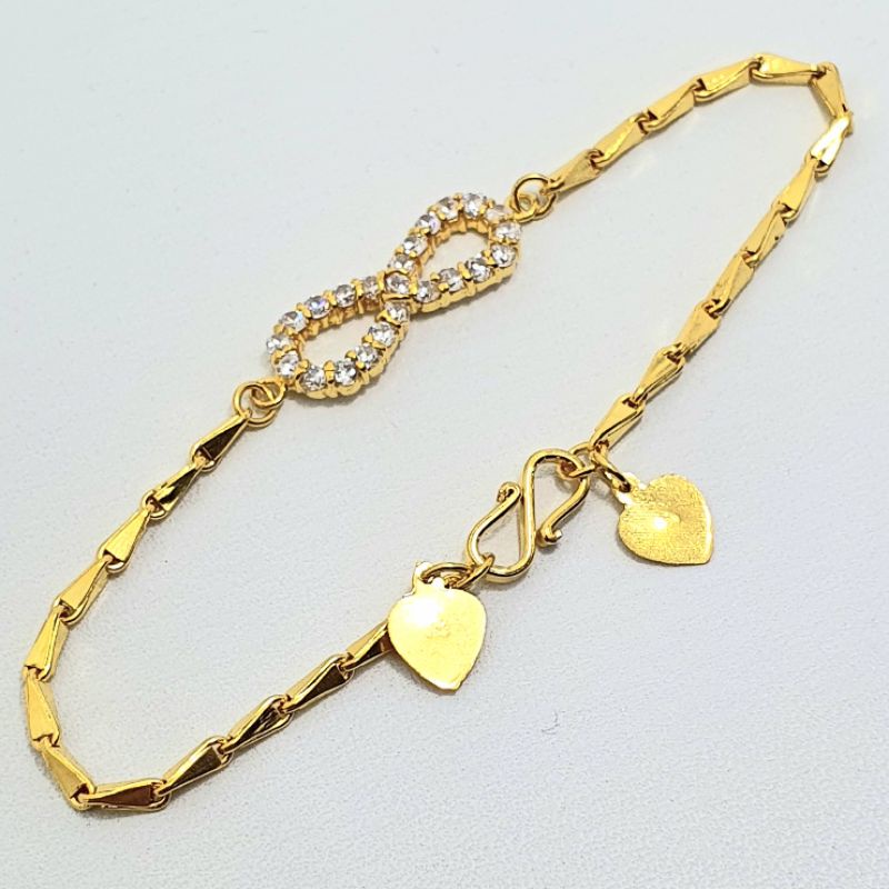 Gelang Padi Emas Muda Model Pita Mata Putih 3 Gram