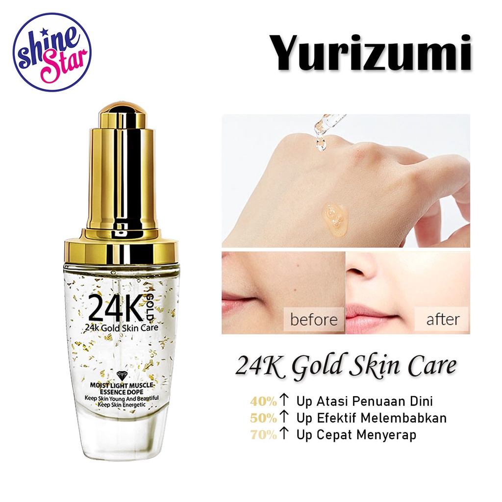 Serum Wajah Yurizumi 24K Gold - Serum Emas Anti Penuaan &amp; Flek Hitam 30ml