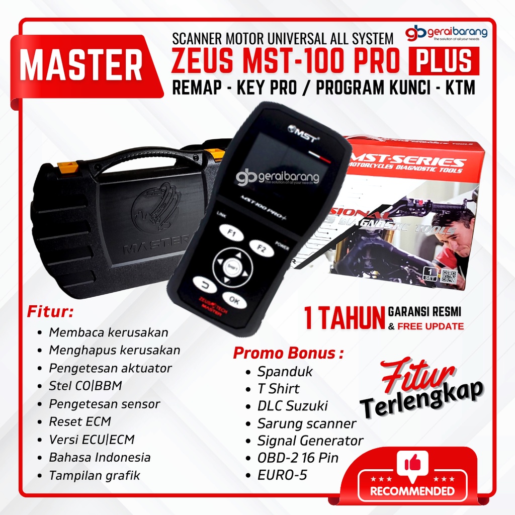 Scanner Motor Injeksi Universal Master Zeus Mst 100 Pro Plus Berkualitas