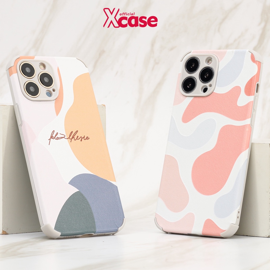 Softcase iPhone 7 8 SE 7+ 8+ X XR XS 11 12 13 Mini Pro Max Leather Morandi Leopard Soft Case Full Lens Cover