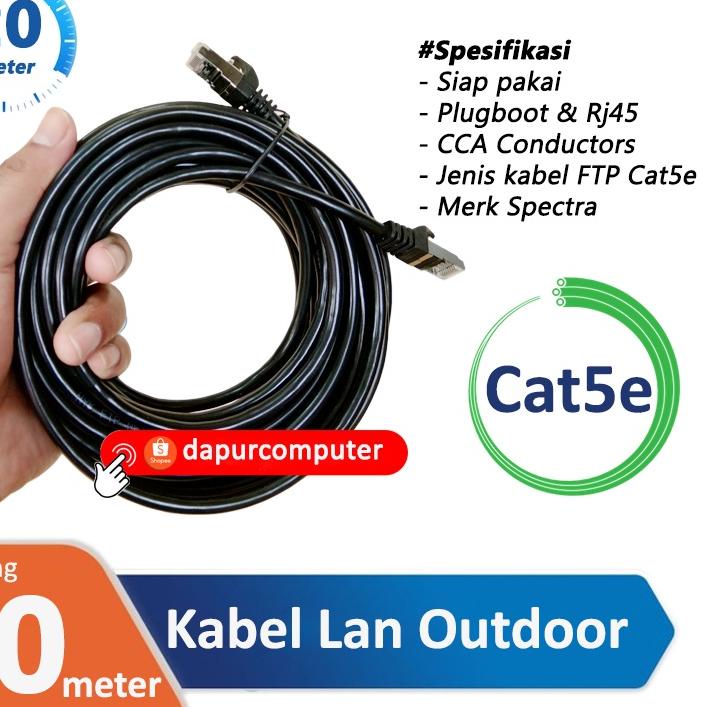 ♚ Kabel Lan 20 Meter Outdoor FTP Cat5e Spectra Wifi Internet Terbaik Siap Pakai Murah ➥