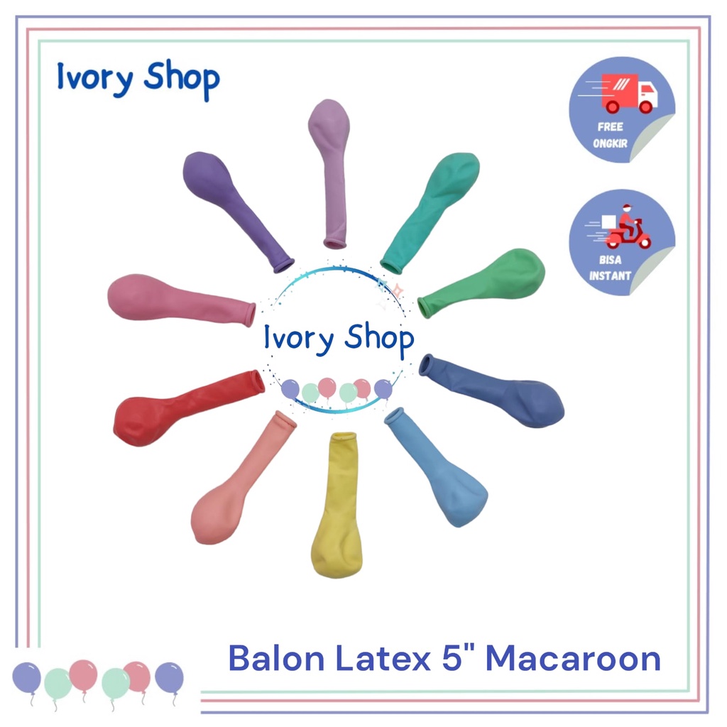 Balon Latex 5 inch /  Balon Pastel Macaroon isi balon pvc macaron