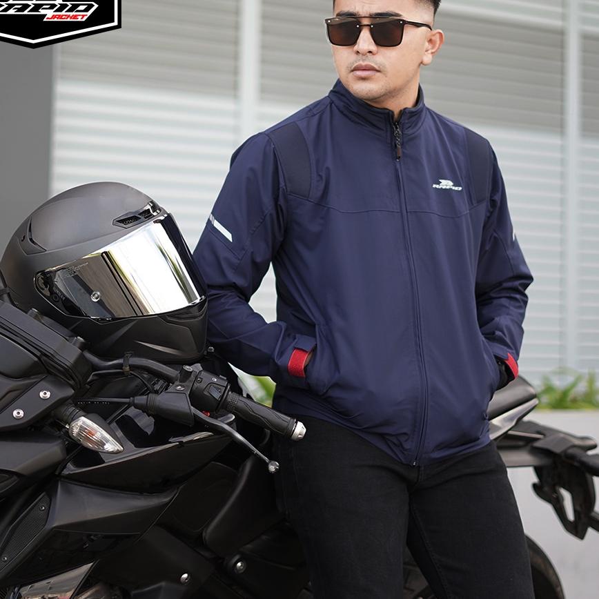 ✤ Jaket motor riding RAPID SKYLINE pria parasit premium jacket reflektif ✦