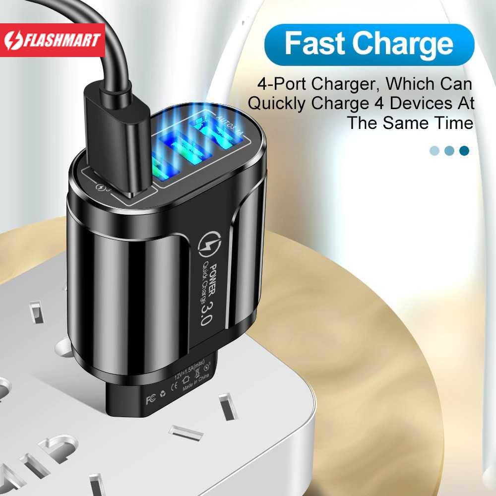 Flashmart Charger USB Fast Charger 4 Port QC 3.0 48W - BK-385