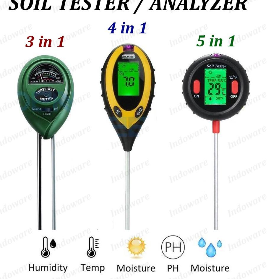 ❅ Digital Soil Analyzer Tester Meter Alat Ukur pH Tanah 3 4 5 in 1 ➷