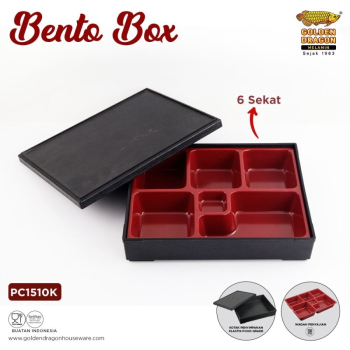 Terlaris Bento Box / Bento Set Sekat 6 Merk Golden Dragon - Pc1510K