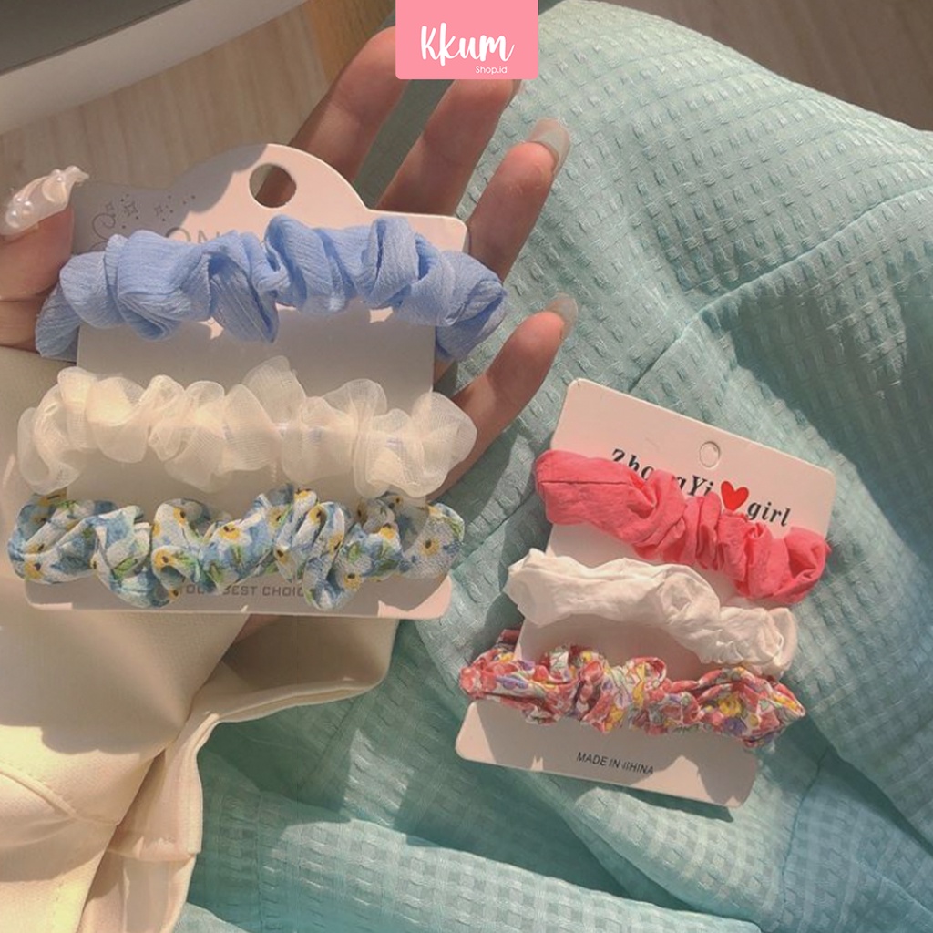 3PCS scrunchie/ Kunciran rambut korea/ Ikat rambut cepol cute