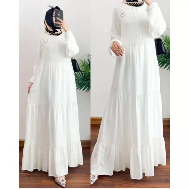 Hanum Dress/Gamis  Terbaru/Bahan Rayon Super/Ld 110 &amp; Ld 120