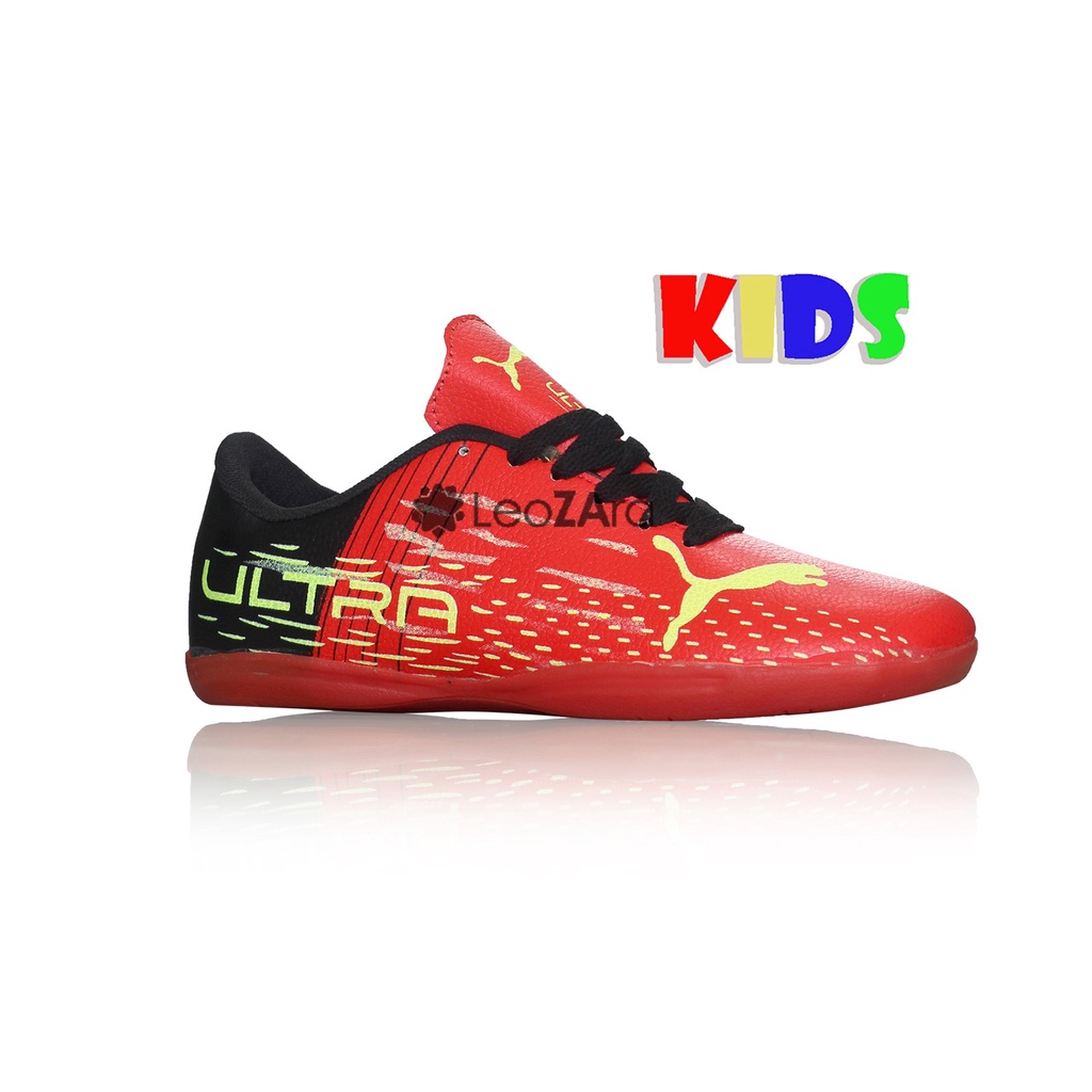Sepatu Futsal Anak Terbaru Ultra New Varian Stabillo Merah Dan Hitam Unisex Size 32 33 34 35 36 37