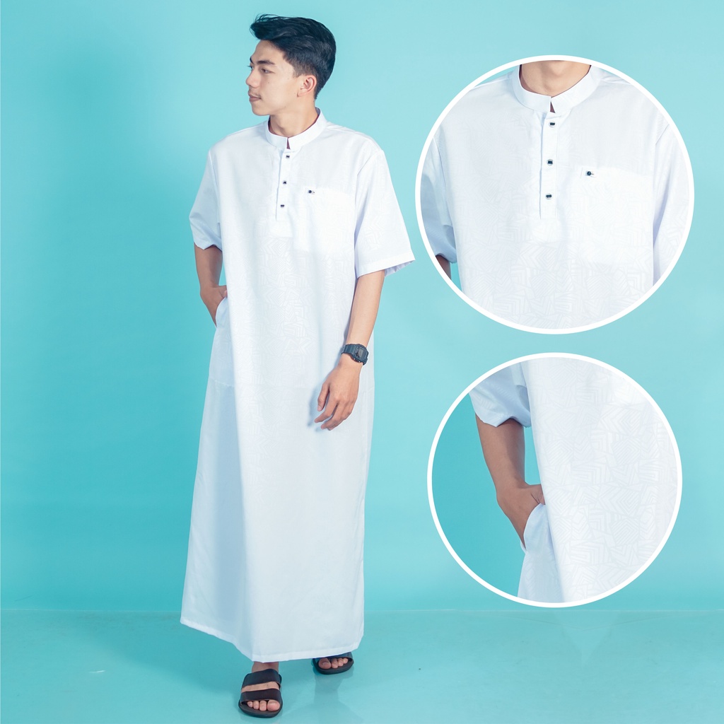 AL-MUHAJIR/ jubah EMBOS PRIA dewasa motif embos/gamis dewasa slim fit motif casual premium