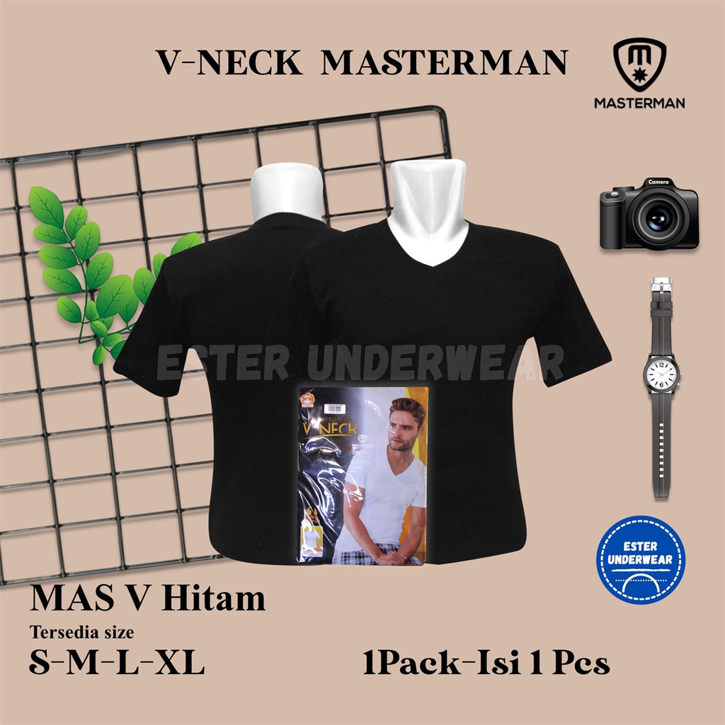 Kaos Dalam MASTERMAN V-NECK HITAM ISI 1