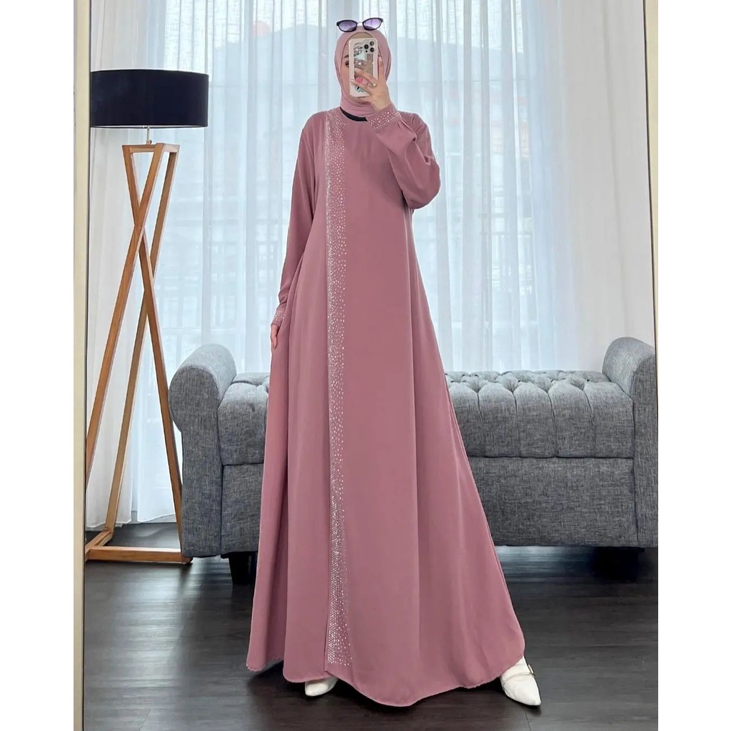 Kadizah dress gamis kondangan mewah aplikasi mutiara gamis bahan crinkle dress remaja muslimah kekinian terbaru 2023