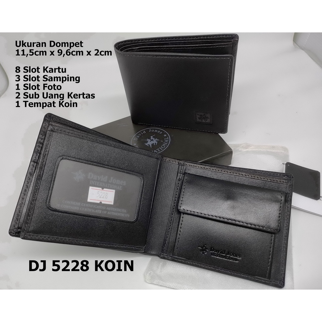 Dompet Pria David Jones DJ 5228 Koin Model Tidur Kulit Import