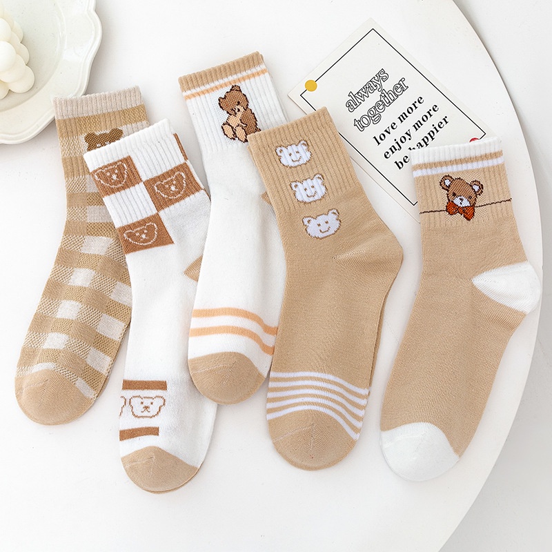 [COD] KAOS KAKI PANJANG DIATAS MATA KAKI PRIA WANITA UNISEX MOTIF BERUANG BEAR CUTE IMPORT PREMIUM KAOS KAKK MID SOCK PREMIUM KATUN UNISEX