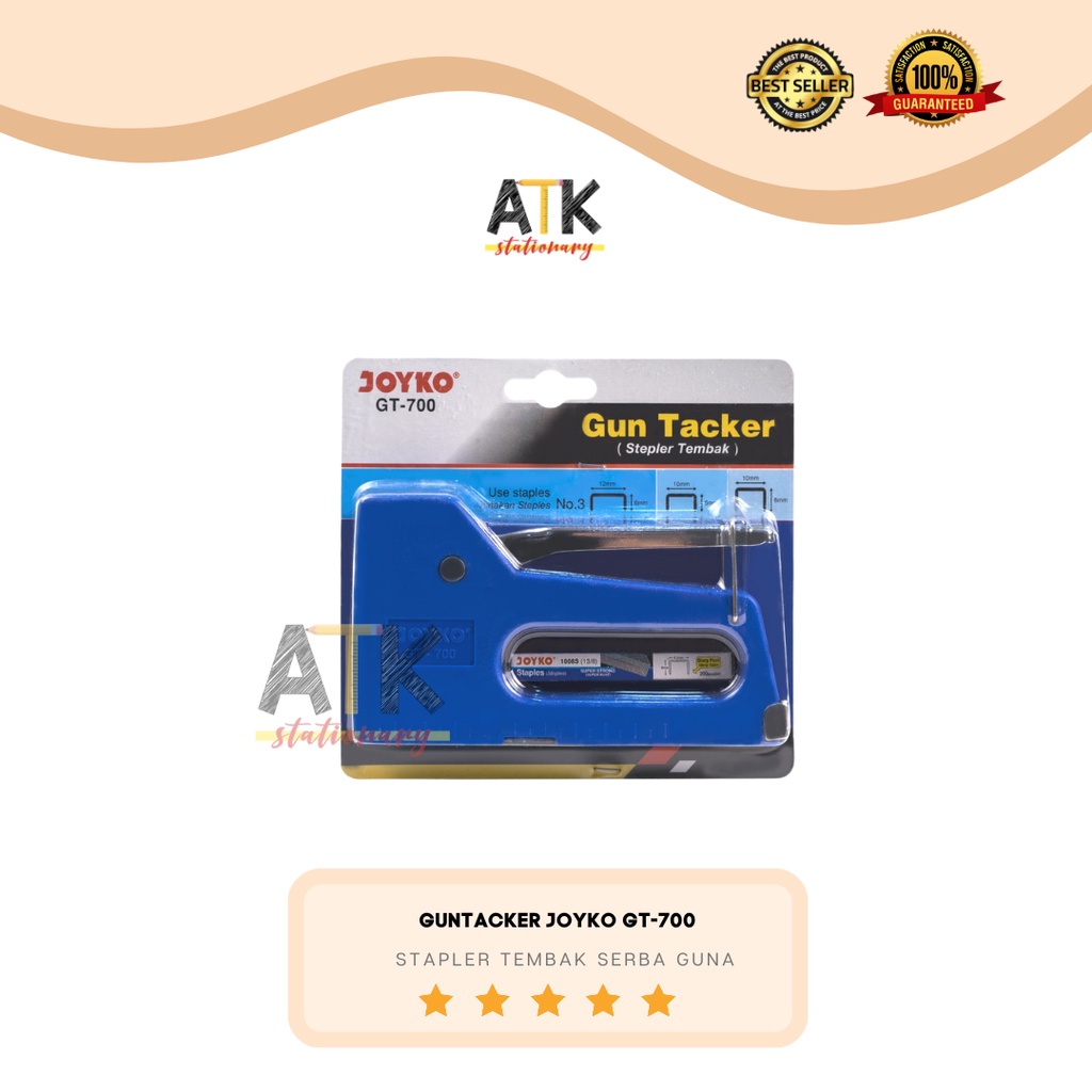 

Stepler Tembak Gun tacker GT-700 Joyko / Guntacker / Hekter Staples Free Refill atk