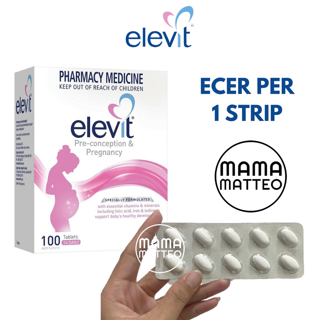 ELEVIT Pregnancy Pre-Conception Multivitamin 1 Strip 10 Tablet Original Australia / Kapsul Kehamilan / Vitamin Hamil