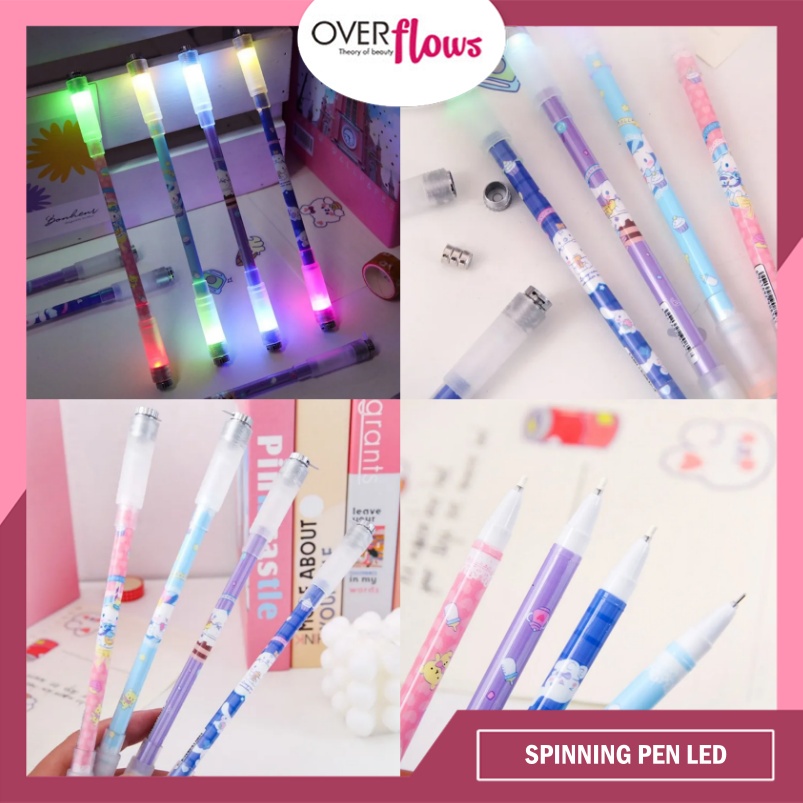 OVERFLOWS.ID  SPINNING PEN LED PULPEN PENA PUTAR PLASTIK BALANCE ANTI STRESS BOLPOIN ROTATING DENGAN LAMPU PERNAPASAN KEREN BERPUTAR BERCAHAYA DEKOMPRESI murah