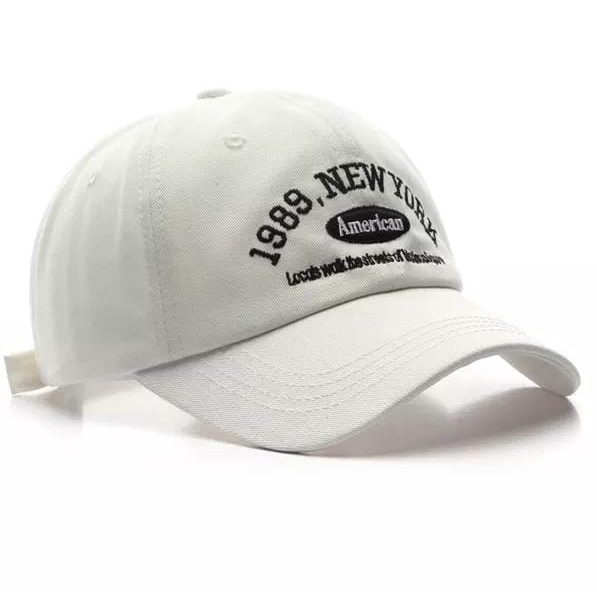 Topi Unisex Hat Soft Material Bordir 1989 New York Pria Wanita Dewasa Cap Baseball Impor Premium Korea Style