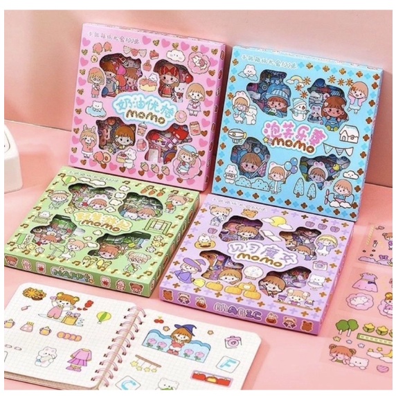 STICKER MOMO WATERPROOF ISI 100 LEMBAR PER BOX-RANDOM BOX BESAR 100