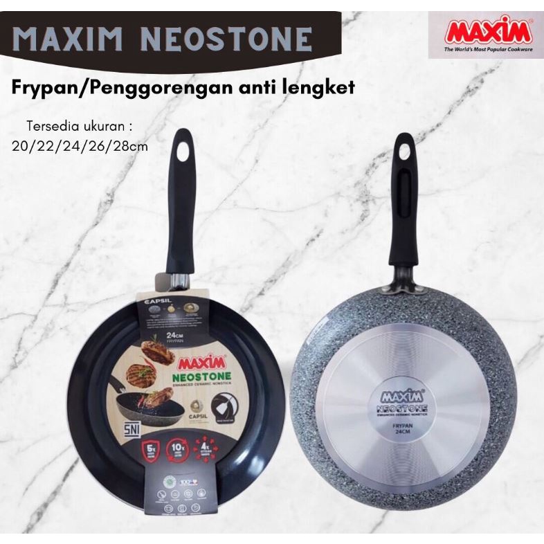 Wajan Penggorengan MAXIM NEOSTONE Frypan 20 cm 22 cm 24 cm 26 cm ANTI LENGKET NON-STICK Fry Pan / Pa