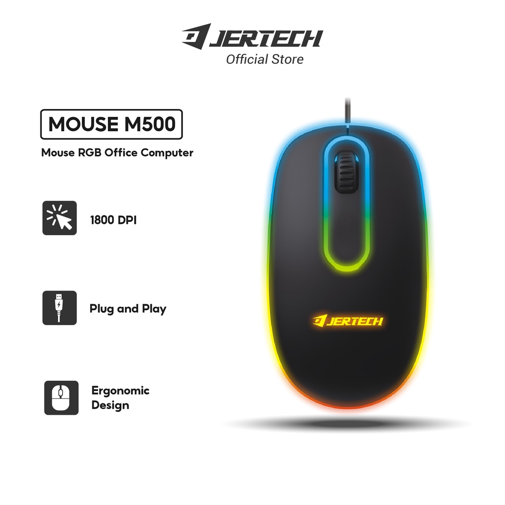 JERTECH Mouse Gaming M500 Rgb Lampu LED Kabel Optical 1200 DPI