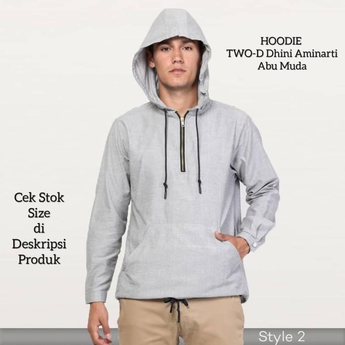 Outwear Pria HOODIE TWO-D Dhini Aminarti Abu Muda Original