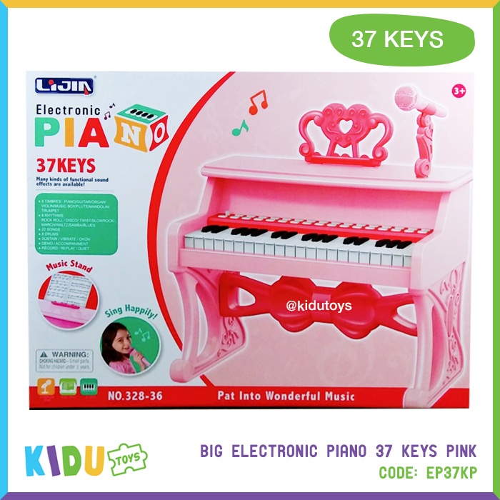 Mainan Anak Piano Karaoke Piano Electronic Piano 37 Keys Pink Kidu Toys